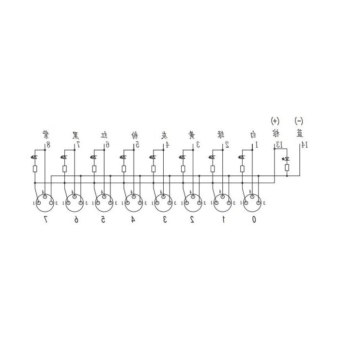 M8分线盒、单通道、NPN、8端口分体式、带LED、D-SUB接口基座、23N8T1