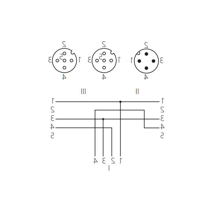 M12 4Pin公头/2M12 3Pin母头、Y型预铸PVC非柔性电缆、灰色护套、64D403-XXX